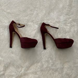 Maroon Platform Ankle Strap Heel